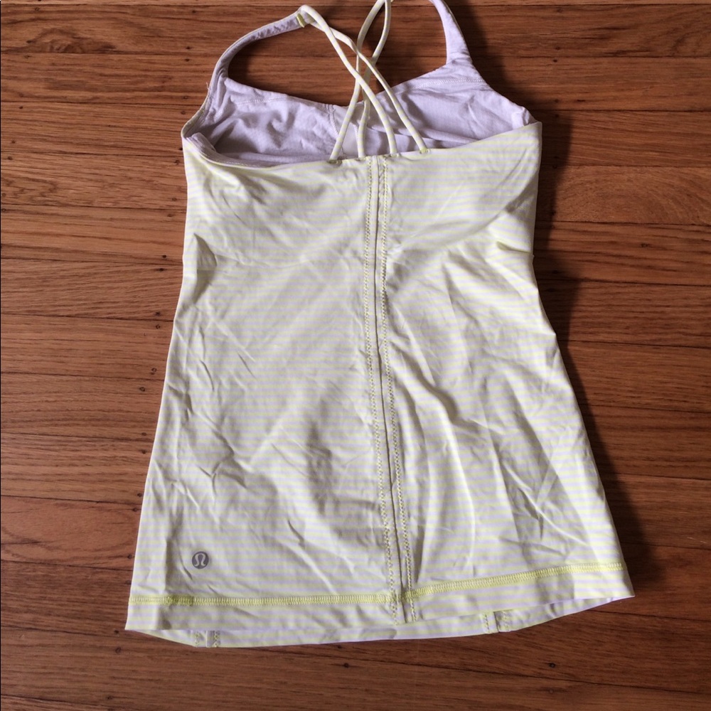 Lululemon Free to Be Tank Neon Yellow Stripe Sz 4 - Picture 4 of 9